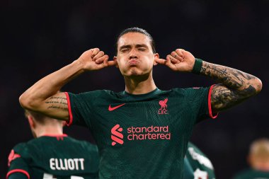 NETHERLANDS, AMSTERDAM - 26 Ekim 2022: Darwin Nunez. UEFA Şampiyonlar Ligi maçı Ajax Liverpool 'a karşı