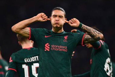 NETHERLANDS, AMSTERDAM - 26 Ekim 2022: Darwin Nunez. UEFA Şampiyonlar Ligi maçı Ajax Liverpool 'a karşı
