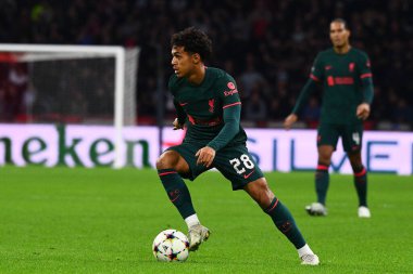 NETHERLANDS, AMSTERDAM - 26 Ekim 2022: Fabio Carvalho. UEFA Şampiyonlar Ligi maçı Ajax Liverpool 'a karşı