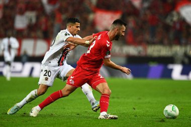 GERÇEK, COLOGNE - 3 Kasım 2022 Sargis Adamyan. UEFA Avrupa Konferans Ligi 1. FC Koeln - RHEIN Enerji Stadyumu 'nda OGC Nthe