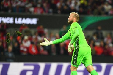 GERÇEK, COLOGNE - 3 Kasım 2022: Kasper Schmeichel. UEFA Avrupa Konferans Ligi 1. FC Koeln - RHEIN Enerji Stadyumu 'nda OGC Nthe