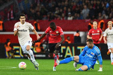 LEVERKUSEN, ALMANY - 06.11.22: saldırıda Moussa Diaby. Bundesliga FC Bayer 04 Leverkusen 1 'e karşı. Bayarena 'daki FC Union