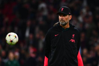 NETHERLANDS, AMSTERDAM - 26 Ekim 2022 Jurgen Klopp. UEFA Şampiyonlar Ligi maçı Ajax Liverpool 'a karşı