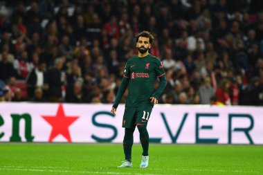 NETHERLANDS, AMSTERDAM - 26 Ekim 2022: Muhammed Salah. UEFA Şampiyonlar Ligi maçı Ajax Liverpool 'a karşı