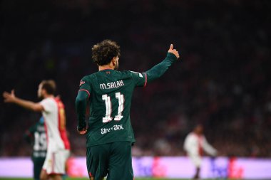 NETHERLANDS, AMSTERDAM - 26 Ekim 2022: Muhammed Salah. UEFA Şampiyonlar Ligi maçı Ajax Liverpool 'a karşı