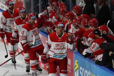 KREFELD, ALMANY - 10 Kasım 2022: Deutschland Kupası 2022, Almanya - Yayla-Arena 'da Danimarka 