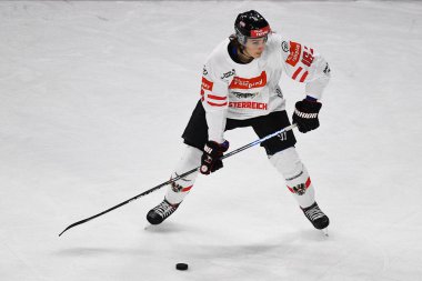 KREFELD, Almanya - 10 Kasım 2022: REINBACHER David Deutschland Cup 2022, Avusturya - Yayla-Arena 'da Slovakya 