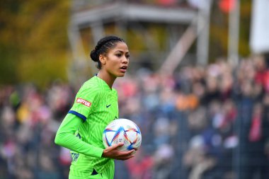 GERÇEK, COLOGNE - 27 YIL 2022 Sveindis Jane Jonsdottir. Bayanlar Bundesliga 1.FC Koeln Frauen-VfL Wolfsburg Frauen maçı