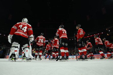 COLOGNE, GERMANY - DECEMBER 16, 2022:  Hockey match DEL Koelner Haie - Duesseldorfer EG clipart