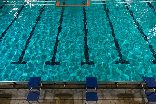 Waterpolo Doel Waterpolo Hekken Drijven Water Het Zwembad Met Manieren — Stockfoto