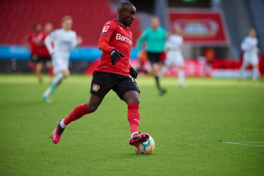 LEVERKUSEN, GERMANY - 15.01.23: Moussa Diaby. The friendly match FC Bayer 04 Leverkusen vs F.C. Copenhagen at BayArena