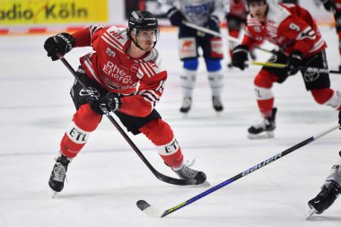 COLOGNE, GERMANY - JANUARY 18, 2023: LOUIS-MARC AUBRY Hockey match DEL Koelner Haie - Schwenninger Wild Wings
