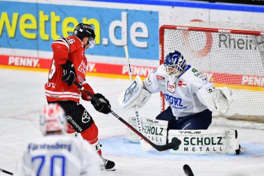 COLOGNE, GERMANY - JANUARY 18, 2023: MARVIN CUEPPER. Hockey match DEL Koelner Haie - Schwenninger Wild Wings