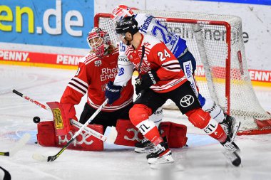 COLOGNE, GERMANY - JANUARY 18, 2023:  Hockey match DEL Koelner Haie - Schwenninger Wild Wings
