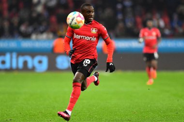 LEVERKUSEN, GERMANY - 25.01.23: Moussa Diaby. The Bundesliga match FC Bayer 04 Leverkusen vs VfL Bochum at BayArena