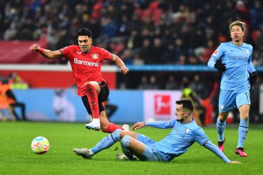 LEVERKUSEN, GERMANY - 25.01.23: Nadiem Amiri, Erhan Masovic. The Bundesliga match FC Bayer 04 Leverkusen vs VfL Bochum at BayArena