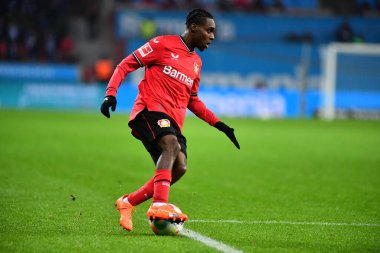 LEVERKUSEN, GERMANY - 25.01.23: Jeremie Frimpong. The Bundesliga match FC Bayer 04 Leverkusen vs VfL Bochum at BayArena