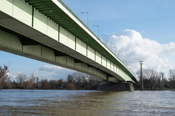 COLOGNE, GERMANY - JANUARY 17, 2023: High water after heavy rainfall and snow melting in Rheinland.