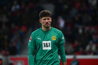 LEVERKUSEN, GERMANY - 29.01.23: Gregor Kobel. The Bundesliga match FC Bayer 04 Leverkusen vs Borussia Dortmund at BayArena