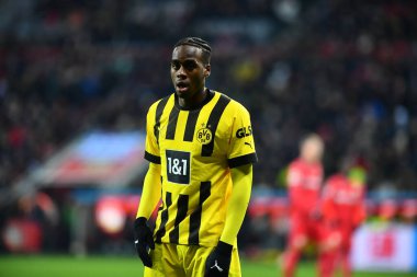 LEVERKUSEN, GERMANY - 29.01.23: Jamie Bynoe-Gittens. The Bundesliga match FC Bayer 04 Leverkusen vs Borussia Dortmund at BayArena