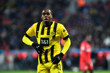 LEVERKUSEN, GERMANY - 29.01.23: Jamie Bynoe-Gittens. The Bundesliga match FC Bayer 04 Leverkusen vs Borussia Dortmund at BayArena