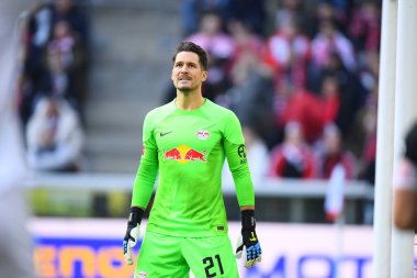 COLOGNE, ALMANY - 04.02.23 Janis Blaswich. Maç 1 'de. Bundesliga 1.FC Koeln RB Leipzig 'e karşı RHEIN ENERGIE STADION