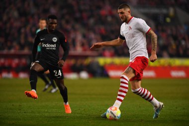 COLOGNE, ALMANY - 12.02.23: Maç 1 'de. Bundesliga 1. FC Koeln Eintracht Frankfurt 'a karşı Rhein Enerji Stadyumu