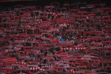 COLOGNE, ALMANY - 12.02.23: 1 maç. Bundesliga 1. FC Koeln Eintracht Frankfurt 'a karşı Rhein Enerji Stadyumu