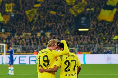 DORTMUND, GERMANY - 15.02.23: Julian Brandt and Karim Adeyemi. The match of match UEFA Champion League Borussia Dortmund vs FC Chelsea at SIGNAL IDUNA PARK