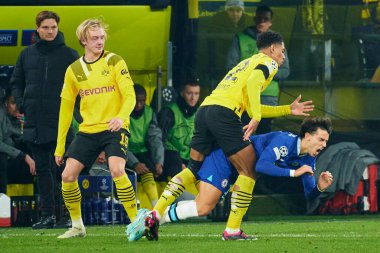 DORTMUND, GERMANY - 15.02.23: The match of match UEFA Champion League Borussia Dortmund vs FC Chelsea at SIGNAL IDUNA PARK
