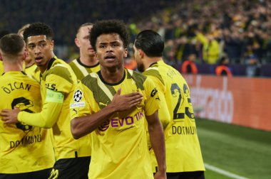 DORTMUND, GERMANY - 15.02.23: Karim Adeyemi. Maç UEFA Şampiyonlar Ligi Borussia Dortmund - FC Chelsea maçı SIGNAL IDUNA PARK