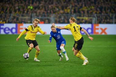 DORTMUND, GERMANY - 15.02.23: Mykhailo Mudryk during The match of match UEFA Champion League Borussia Dortmund vs FC Chelsea at SIGNAL IDUNA PARK
