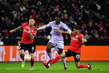 LEVERKUSEN, GERMANY - 16.02.23: The match of match UEFA Europa League Bayer 04 Leverkusen vs AS Monaco FC at Bayarena