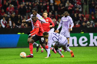 LEVERKUSEN, GERMANY - 16.02.23: Moussa Diaby. The match of match UEFA Europa League Bayer 04 Leverkusen vs AS Monaco FC at Bayarena