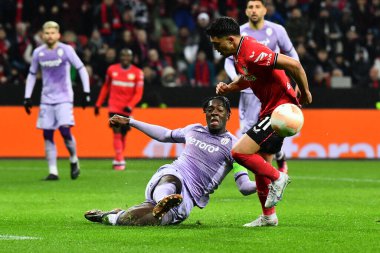 LEVERKUSEN, GERMANY - 16.02.23: The match of match UEFA Europa League Bayer 04 Leverkusen vs AS Monaco FC at Bayarena