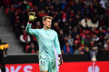 LEVERKUSEN, GERMANY - 16.02.23: Alexander Nuebel. The match of match UEFA Europa League Bayer 04 Leverkusen vs AS Monaco FC at Bayarena