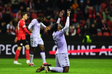 LEVERKUSEN, GERMANY - 16.02.23: Axel Disasi. The match of match UEFA Europa League Bayer 04 Leverkusen vs AS Monaco FC at Bayarena