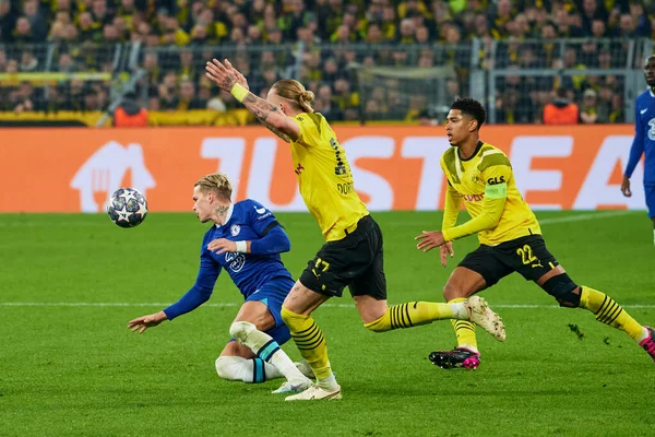 DORTMUND, GERMANY - 15.02.23: The match of match UEFA Champion League Borussia Dortmund vs FC Chelsea at SIGNAL IDUNA PARK