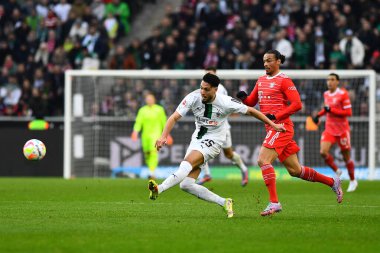 MOENCHENGLADBACH, GERMANY - FEBRUARY 18, 2023: The football match of Bundesliga Borussia Moenchengladbach vs Bayern Muenchen 