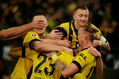GERMANY, DORTMUND - 3 Mart 2023: Bundesliga Borussia Dortmund 'un Signal Iduna Park' taki RB Leipzig 'e karşı maçı