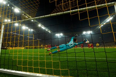 DERMANY, DORTMUND - 3 Mart 2023 Janis Blaswich. Bundesliga Borussia Dortmund, Signal Iduna Park 'ta RB Leipzig' e karşı.
