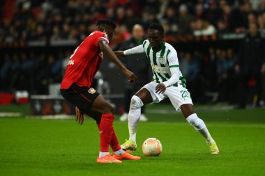 LEVERKUSEN, ALMANY - 09.03.23: Adama Traore. Maç UEFA Avrupa Ligi Bayer 04 Leverkusen ile Ferencvaros Budapeşte arasında oynanacak.
