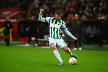 LEVERKUSEN, ALMANY - 09.03.23: Eldar Civic. Maç UEFA Avrupa Ligi Bayer 04 Leverkusen ile Ferencvaros Budapeşte arasında oynanacak.