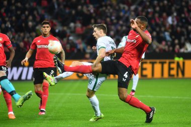 LEVERKUSEN, GERMANY - 09.03.23: Bayarena 'da UEFA Avrupa Ligi Bayer 04 Leverkusen-Ferencvaros Budapeşte maçı