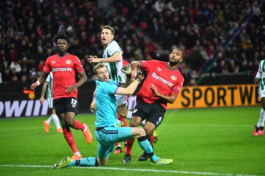 LEVERKUSEN, GERMANY - 09.03.23: Bayarena 'da UEFA Avrupa Ligi Bayer 04 Leverkusen-Ferencvaros Budapeşte maçı