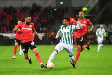 LEVERKUSEN, GERMANY - 09.03.23: Bayarena 'da UEFA Avrupa Ligi Bayer 04 Leverkusen-Ferencvaros Budapeşte maçı