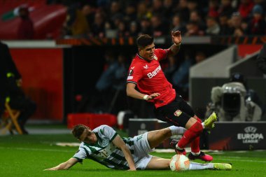 LEVERKUSEN, GERMANY - 09.03.23: Bayarena 'da UEFA Avrupa Ligi Bayer 04 Leverkusen-Ferencvaros Budapeşte maçı