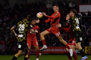 Kolej, Almanya - 23.03.23: 1 numaralı futbol maçı. FC Koeln, Franz Kremer Stadyumu 'nda St. Truiden' a karşı.