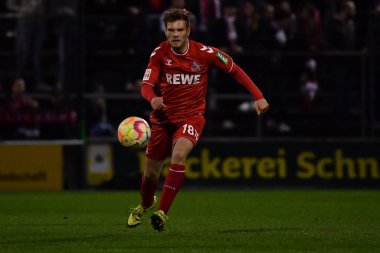 Kolej, Almanya - 23.03.23: 1 numaralı futbol maçı. FC Koeln, Franz Kremer Stadyumu 'nda St. Truiden' a karşı.