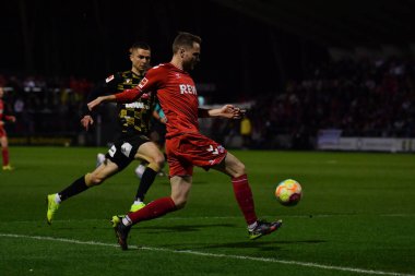 Kolej, Almanya - 23.03.23: 1 numaralı futbol maçı. FC Koeln, Franz Kremer Stadyumu 'nda St. Truiden' a karşı.
